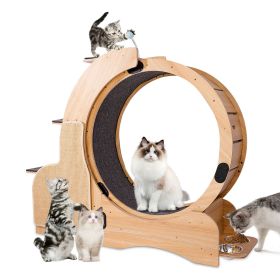 Cat Sports Running Wheel, Cats Wheel Wood Climbing Frame, Cat Litter Fitness Wheel, Oversized Roller Cat Indoor Activity Center,Large