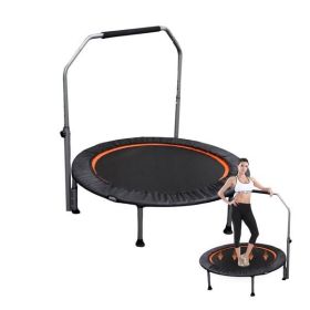 48" Foldable Mini Trampoline Max Load 330lbs/440lbs, Fitness Rebounder with Adjustable Foam Handle