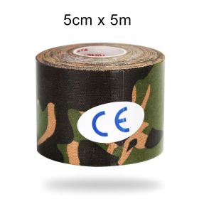 Kinesiology Tape Athletic Recovery Elastic Tape Kneepad Muscle Pain Relief Knee Pads Support For Gym Fitness Bandage (Color: 5cmX500cm Green Camo)