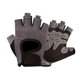 Gym Fitness Gloves Women Weight Lifting Yoga Breathable Half Finger Anti-Slip Pad Bicycle Cycling Glove Sport Exercise Equipment (Color: dark gray, size: L)