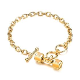 Hip Hop Cuban Titanium Steel Dumbbell Bracelet Fitness (Color: Gold, size: 20cm)