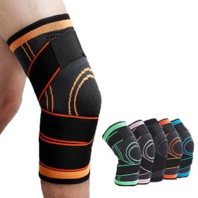 1 Piece Of Sports Men's Compression Knee Brace Elastic Support Pads Knee Pads Fitness Equipment Volleyball Basketball Cycling (Color: Orange, size: L)