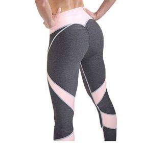 Women Sports Trouser Gym Workout Fitness Capris Yoga Pant Legging (Color: GRAY, size: L)