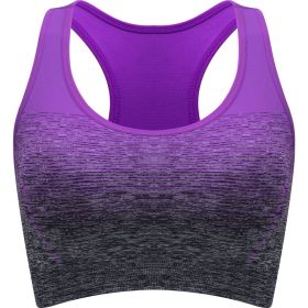 1pc/2pcs/3pcsMedium Support Two Tone Racer Back Sports Bra, Fitness Workout Running Yoga Bra (Color: Purple, size: M(6))