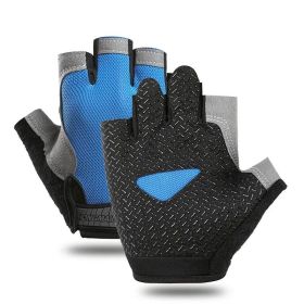 Breathable Fitness Gloves Gym Weightlifting Thin Non-slip Half Finger Cycling Gloves Equipment Yoga Bodybuilding Training Sports Blue Color (size: M)